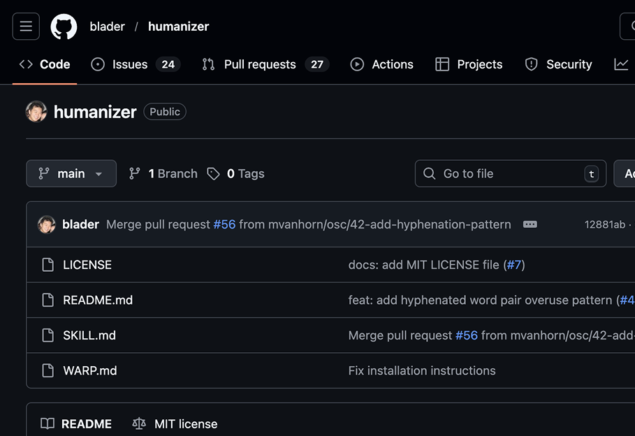 Humanizer GitHub repository